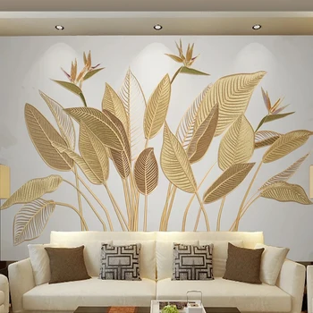 מותאם אישית 3D ציור הקיר מודרני זהב בולט הקו רקע ציור בסלון טלוויזיה עיצוב ציורי קיר המסמכים דה Parede Tapety Tapiz